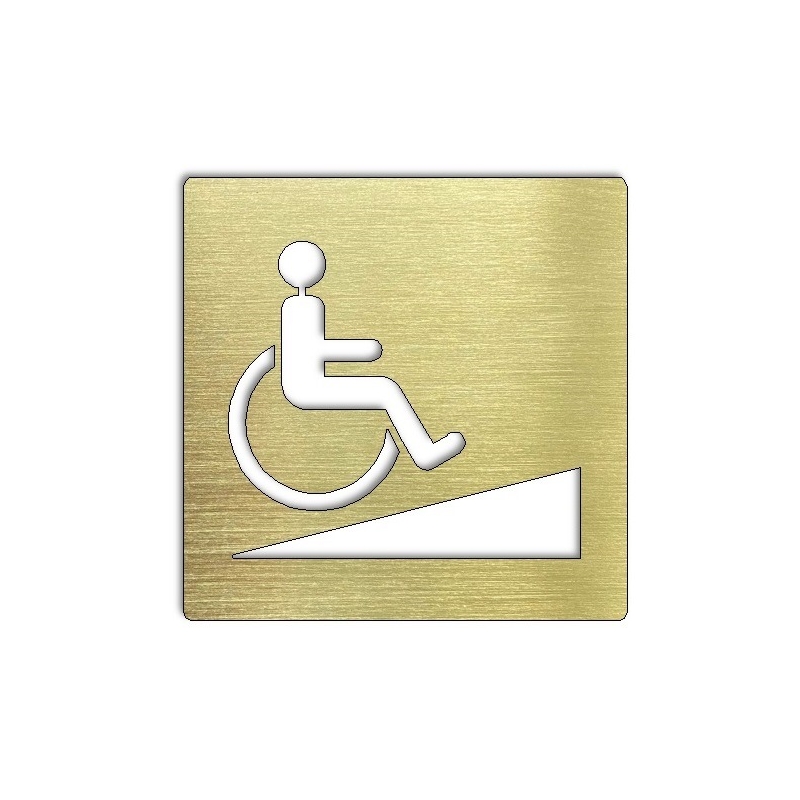Pictogramme Rampe PMR évidé laiton - 100x100 ou 150x150