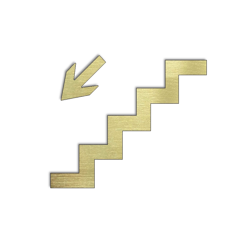Pictogramme laiton Escalier qui descend vers la gauche - 10 / 15 / 20 / 30cm - Epaisseur 2mm
