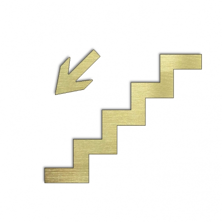 Pictogramme laiton Escalier qui descend vers la gauche - 10 / 15 / 20 / 30cm - Epaisseur 2mm