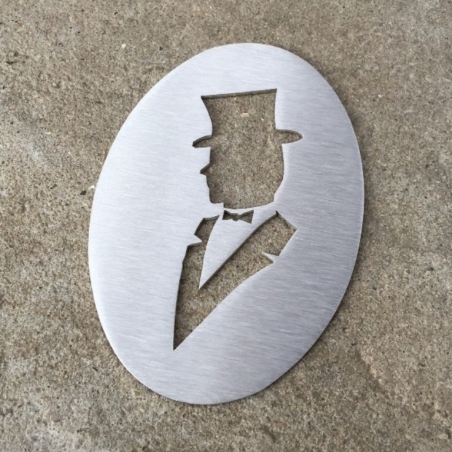 Pictogramme homme toilettes - Retro 12cm - Epaisseur 2mm