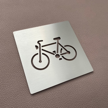 Pictogramme vélo inox - 100x100 ou 150x150 mm - épaisseur 2mm