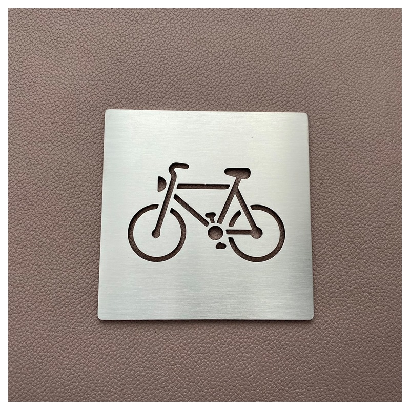 Pictogramme vélo inox - 100x100 ou 150x150 mm - épaisseur 2mm