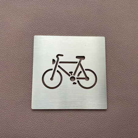Pictogramme vélo inox - 100x100 ou 150x150 mm - épaisseur 2mm