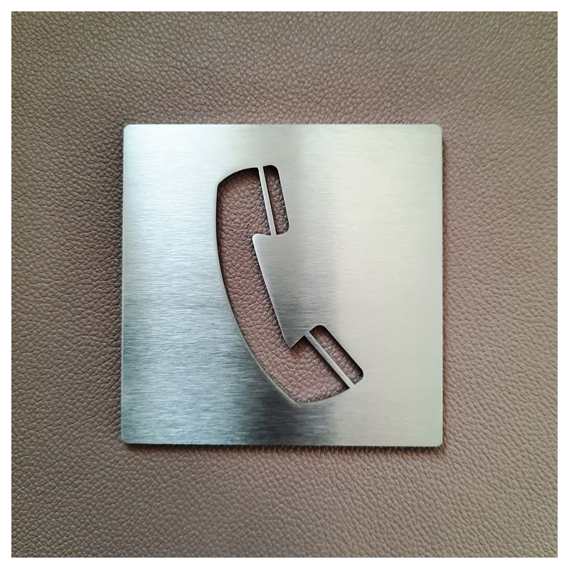 Pictogramme téléphone en inox brossé - 100 / 150 mm - épaisseur 2mm