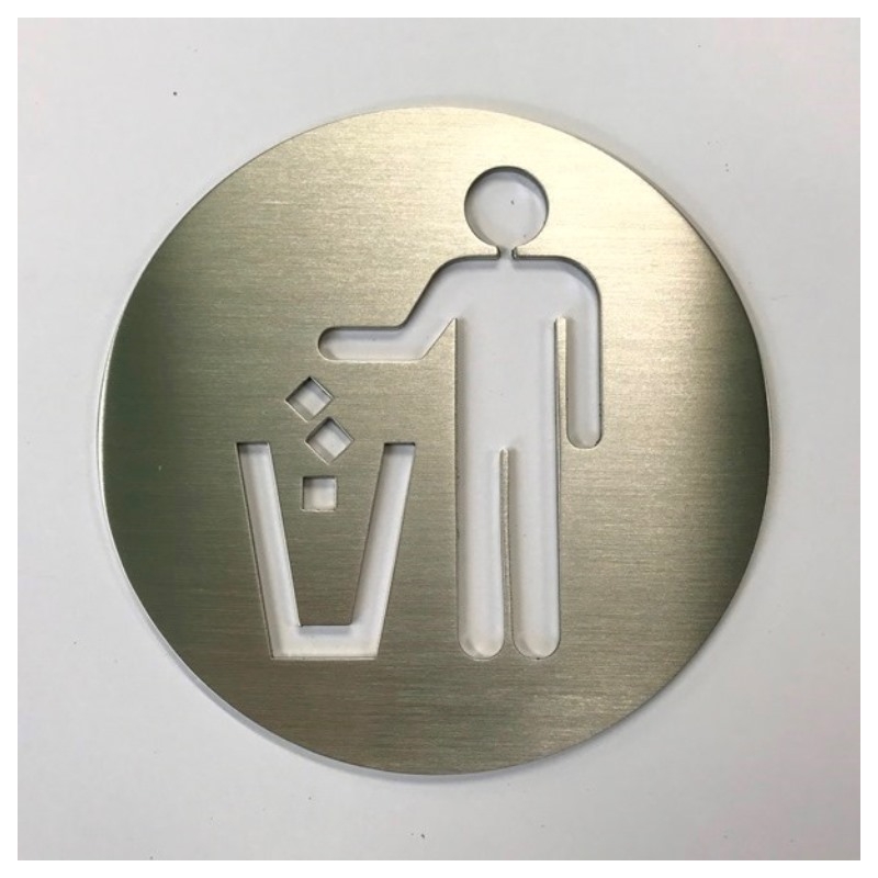 Pictogramme Jeter à la poubelle inox - diam100 ou 150mm