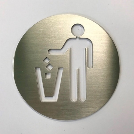 Pictogramme Jeter à la poubelle inox - diam100 ou 150mm