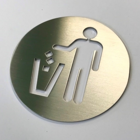 Pictogramme Jeter à la poubelle inox - diam100 ou 150mm