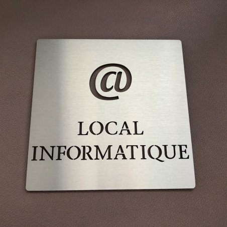 Pictogramme Local informatique en inox avec le @ - 100x100 / 150x150 mm