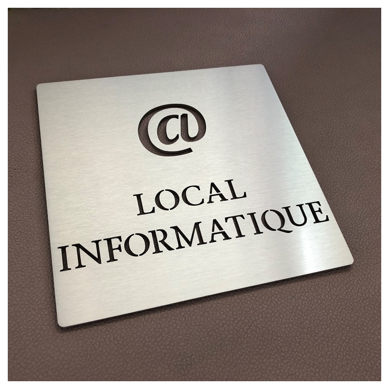 Pictogramme Local informatique en inox avec le @ - 100x100 / 150x150 mm