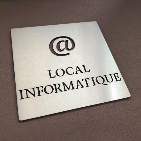 Pictogramme Local informatique en inox avec le @ - 100x100 / 150x150 mm