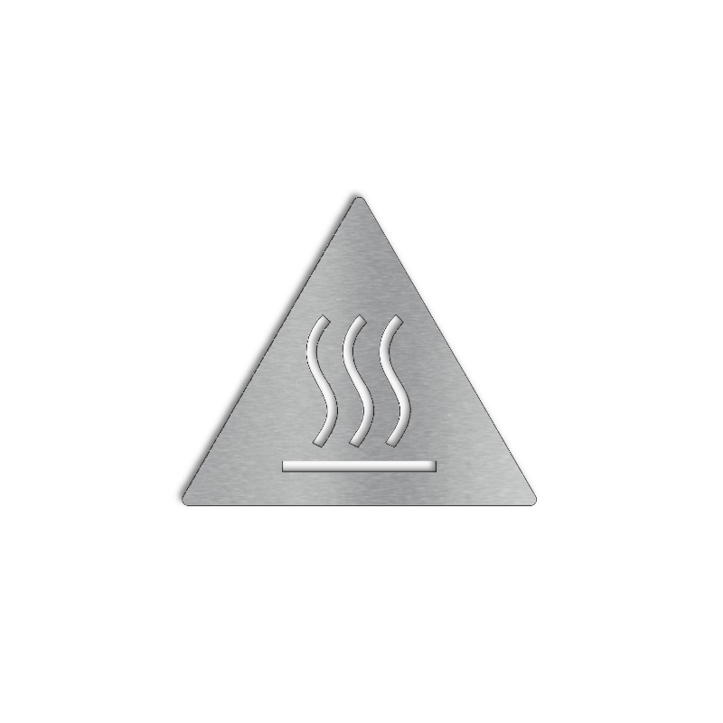 Pictogramme en triangle "Brûlure" en inox brossé