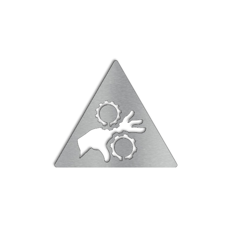 Pictogramme en triangle "écrasement mains et doigts" en inox brossé