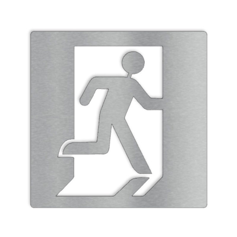 Pictogramme sortie de secours - 100x100 ou 150x150mm - Epaisseur 2mm