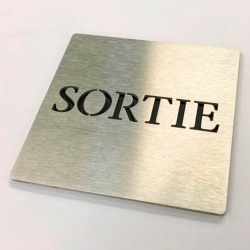 Pictogramme inox Sortie - 100x100 ou 150x150mm