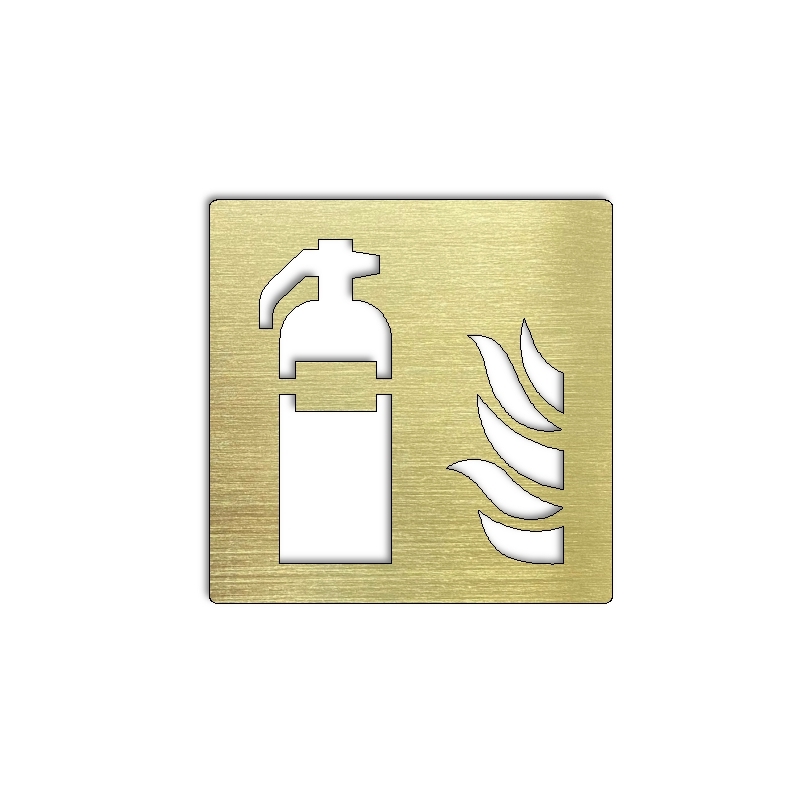 Pictogramme extincteur d'incendie laiton - 100x100 ou 150x150mm