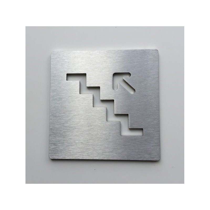 Pictogramme escalier inox monter gauche - 100x100 - Ep2
