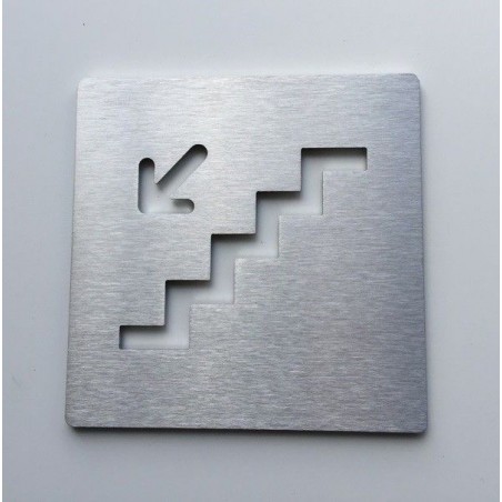 Pictogramme escalier inox descendre gauche - 100x100 - Ep2mm