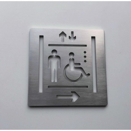 Pictogrammes ascenseur inox droit - 100x100