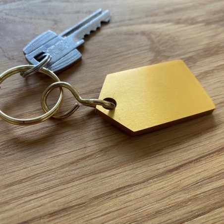 Porte-clés Aluminium anodisé doré  - Gravure laser - 50x30mm - Ep4mm