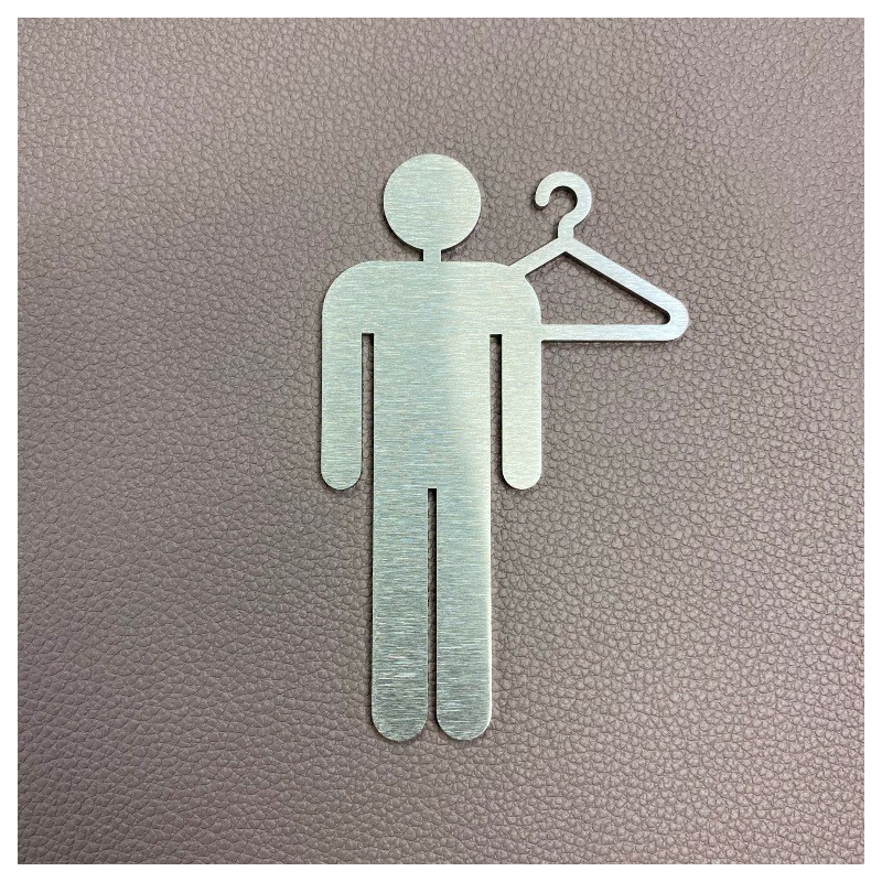 Pictogramme Inox vestiaire homme - 10/15cm - Epaisseur 2mm
