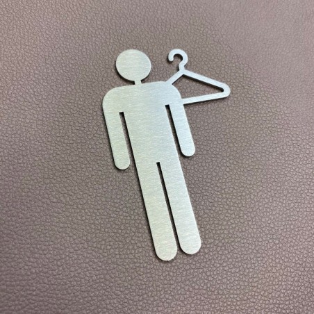 Pictogramme Inox vestiaire homme - 10/15cm - Epaisseur 2mm