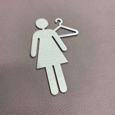 Pictogramme Inox vestiaire femme - 10/15cm - Epaisseur 2mm