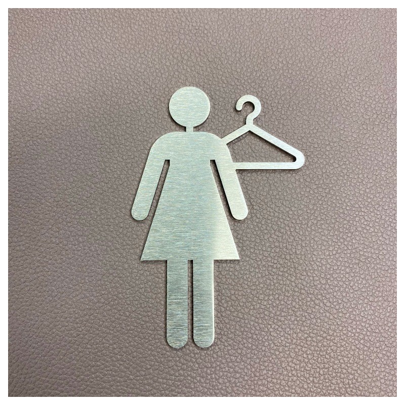 Pictogramme Inox vestiaire femme - 10/15cm - Epaisseur 2mm