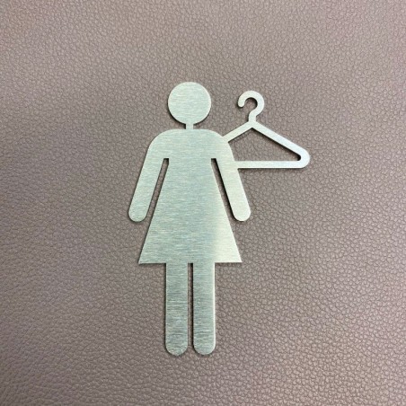 Pictogramme Inox vestiaire femme - 10/15cm - Epaisseur 2mm