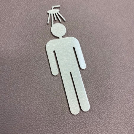 Pictogramme Inox douche homme - 10/15cm