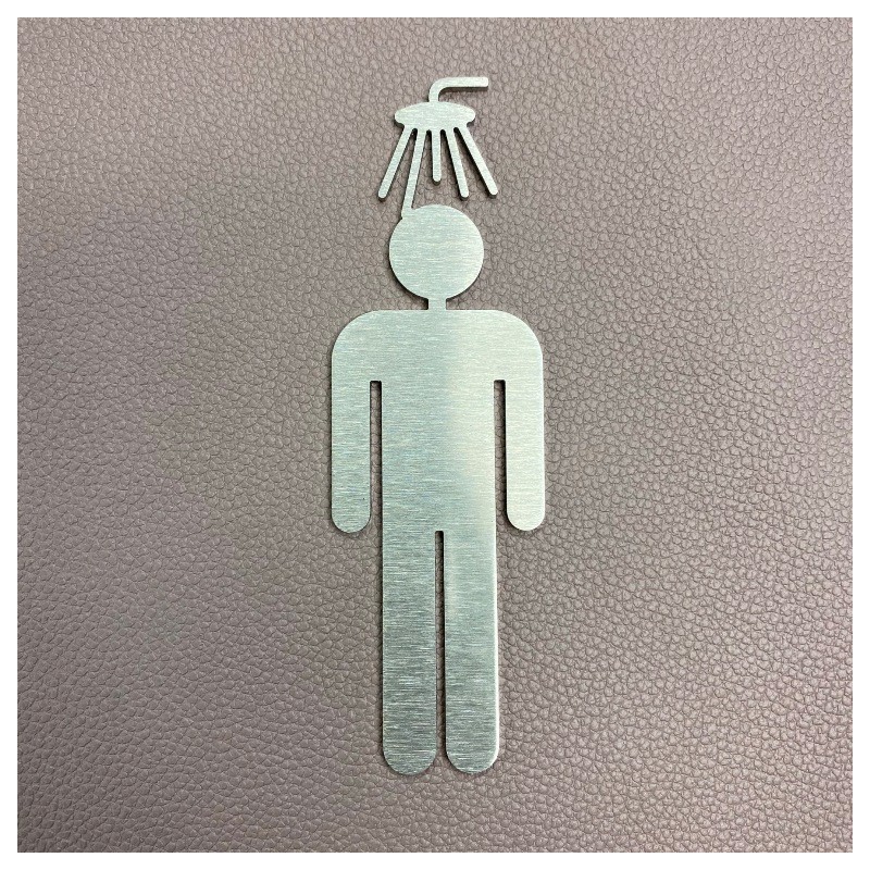 Pictogramme Inox douche homme - 10/15cm