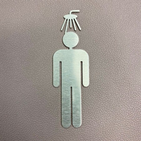 Pictogramme Inox douche homme - 10/15cm