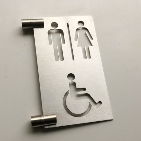 Pictogramme toilettes drapeau H/F + PMR - 200x130mm - Epaisseur 2mm