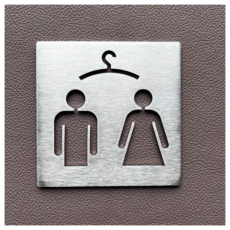 Pictogramme inox Vestiaire homme femme - 100x100 ou 150x150