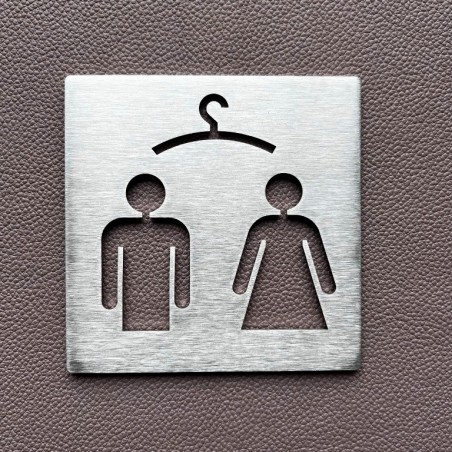 Pictogramme inox Vestiaire homme femme - 100x100 ou 150x150