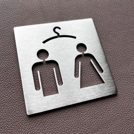 Pictogramme inox Vestiaire homme femme - 100x100 ou 150x150