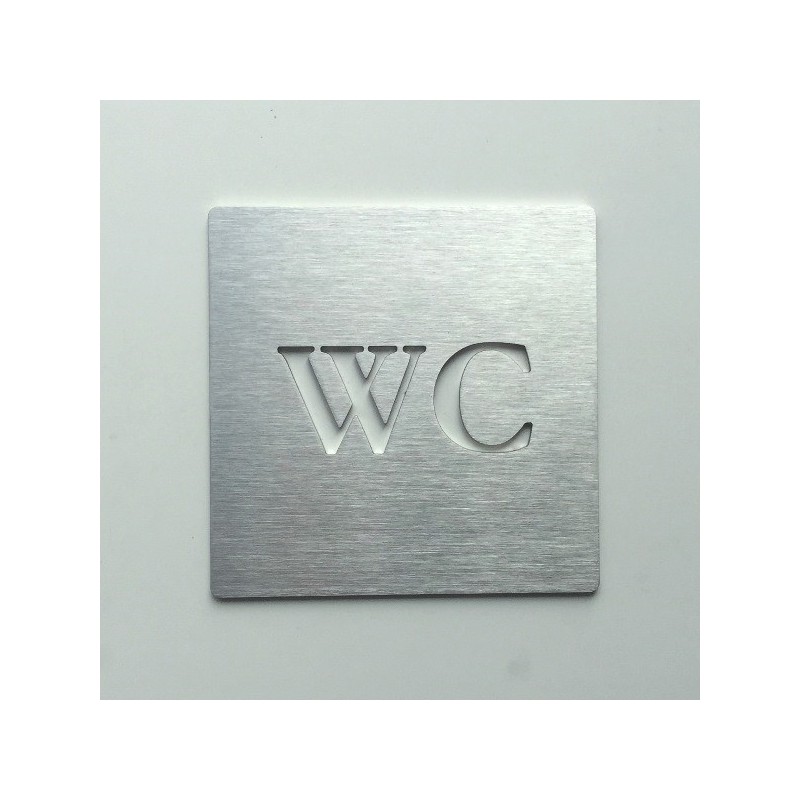 Pictogramme WC (Lettres WC découpées dans la plaque) - 100x100 ou 150x150mm