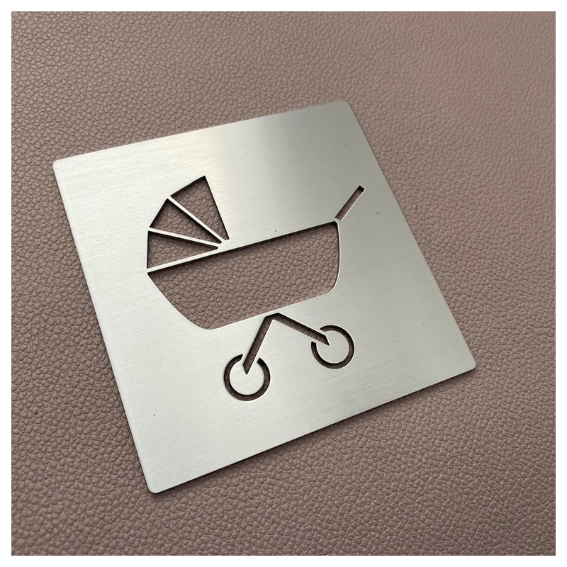 Pictogramme inox Poussette - 100x100 ou 150x150mm