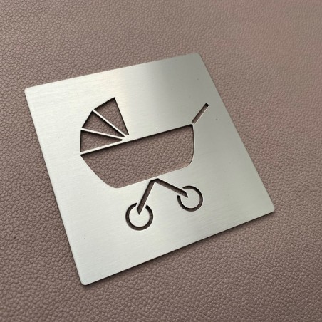 Pictogramme inox Poussette - 100x100 ou 150x150mm