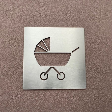 Pictogramme inox Poussette - 100x100 ou 150x150mm