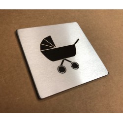 Pictogramme inox Poussette - 100x100 ou 150x150mm