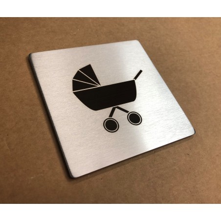 Pictogramme inox Poussette - 100x100 ou 150x150mm