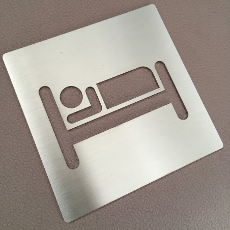 Pictogramme chambre - lit inox 100x100 ou 150x150mm