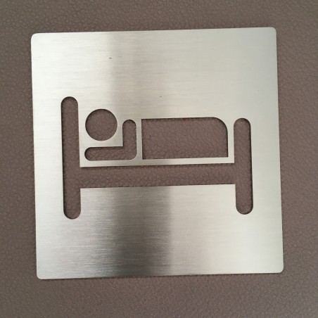 Pictogramme chambre - lit inox 100x100 ou 150x150mm