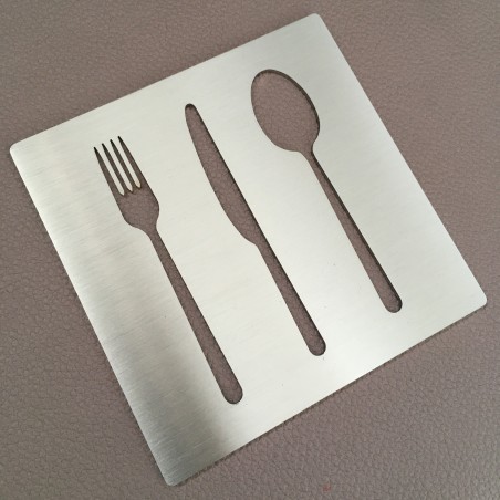 Pictogramme couverts - Fourchette Couteau Cuillère inox 100x100 ou 150x150mm
