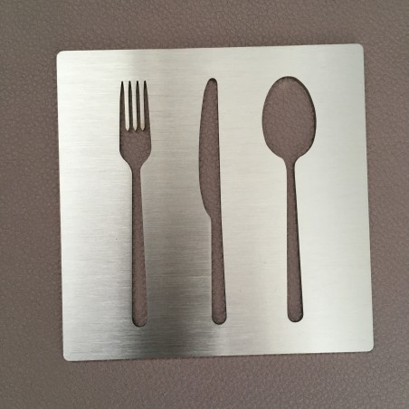 Pictogramme couverts - Fourchette Couteau Cuillère inox 100x100 ou 150x150mm