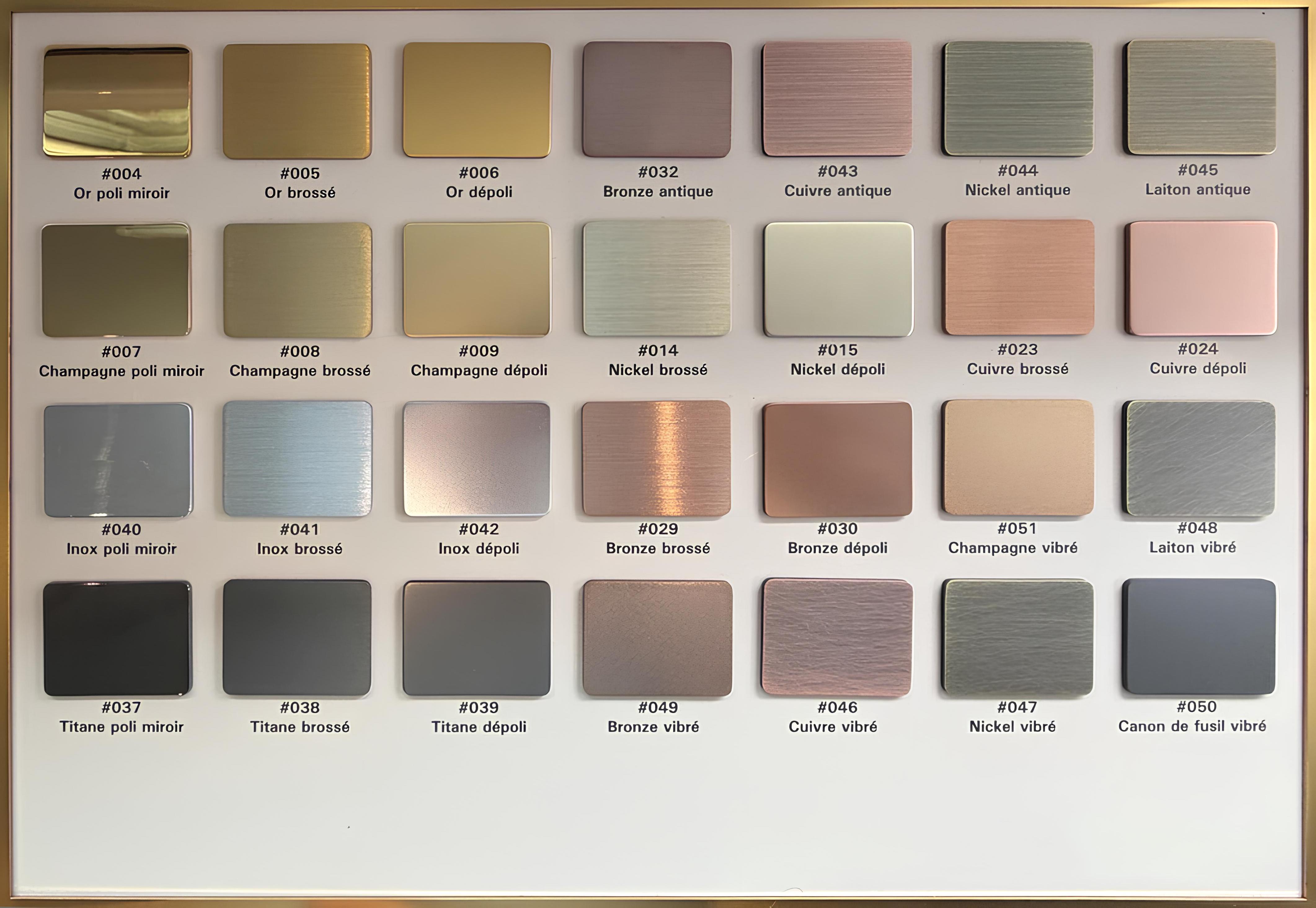 Nuancier COLORINOX Lacier de finitions métalliques décoratives pour signalétique